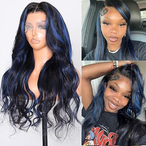 Blue Human Hair Lace Wig - 22 Inch Length, Soft Texture, Natural Appearance - Image 4
