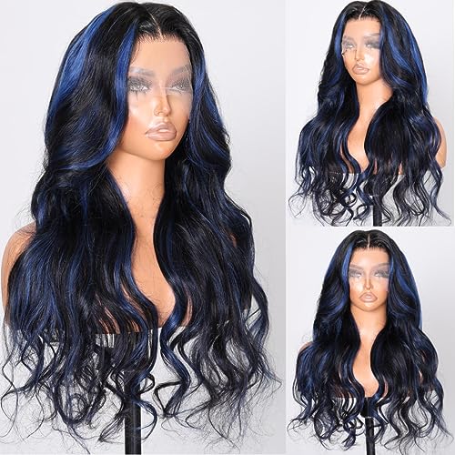 Blue Human Hair Lace Wig - 22 Inch Length, Soft Texture, Natural Appearance - Image 3
