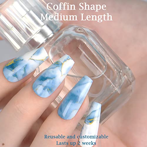 Blue Marble Acrylic Baby Nail Kit - Safe, Stylish Nail Art for Little Ones - Image 2