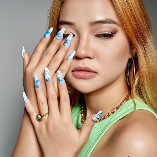 Blue Marble Acrylic Baby Nail Kit - Safe, Stylish Nail Art for Little Ones - Image 5