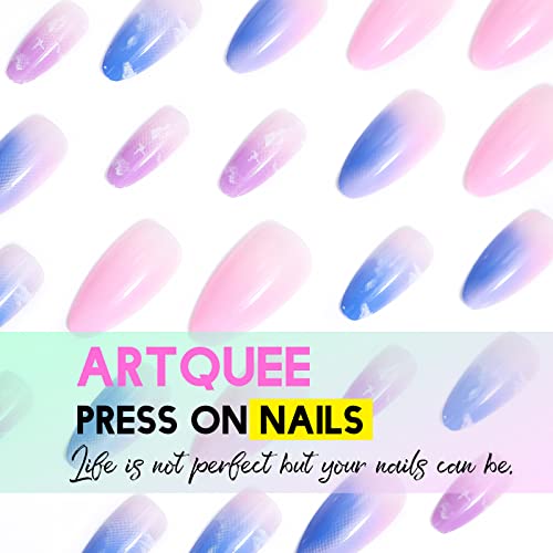 Blue Ombre Acrylic Nail Design Set - 24 Pieces for Stylish Manicure - Image 7