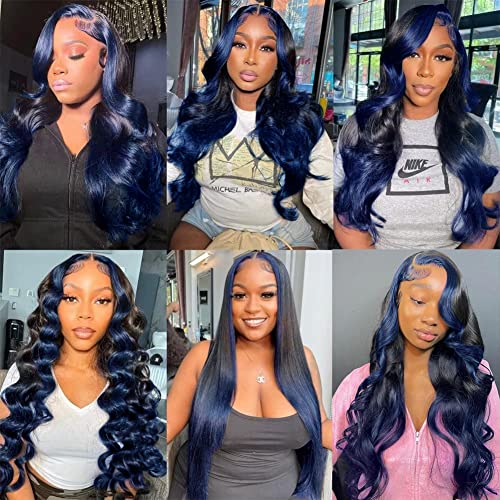 Blue Ombre Human Hair Wig for Women - 18 Inch, Ready-to-Wear Comfort - Image 6