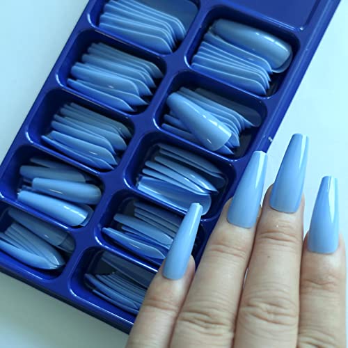 Blue Pastel Acrylic Nail Design Set for Elegant and Stylish Nail Art - Image 5