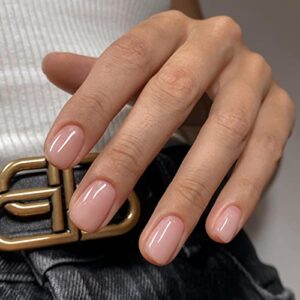 Blush Pink Elegant Acrylic Nail Design Set with 24 Nails & Accessories