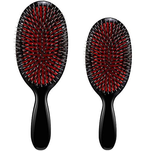 Boar Bristle and Nylon Detangling Hair Brush, 9-inch, for Smooth Shiny Hair