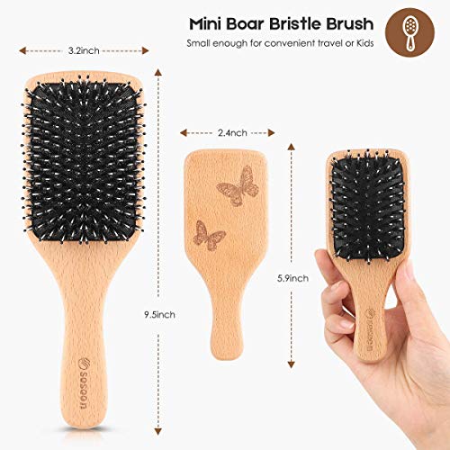 Natural Boar Bristle Hair Brush for Detangling and Smoothing Hair - Image 3