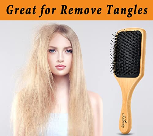 Boar Bristle Hair Brush for Smooth Shiny Hair, 1 Count, Gentle Detangling - Image 6