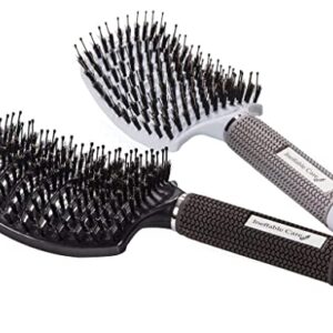 Ergonomic Boar Bristle Hair Brush Set for All Hair Types Medium
