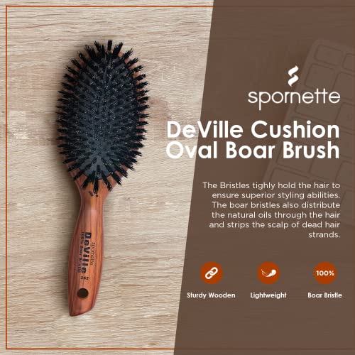 Boar Bristle Hair Brush for Smooth and Shiny Hair Natural Bristles Medium Size - Image 2