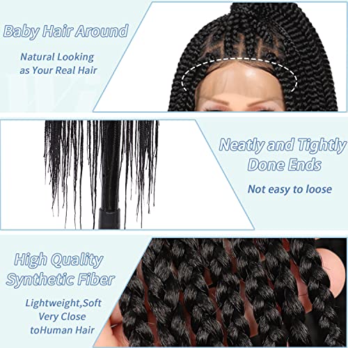22-Inch Braided Human Hair Wig for Women, Natural Look, Lightweight - Image 5
