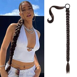 100% Human Hair Braided Ponytail Extension, Medium Length, Natural Look