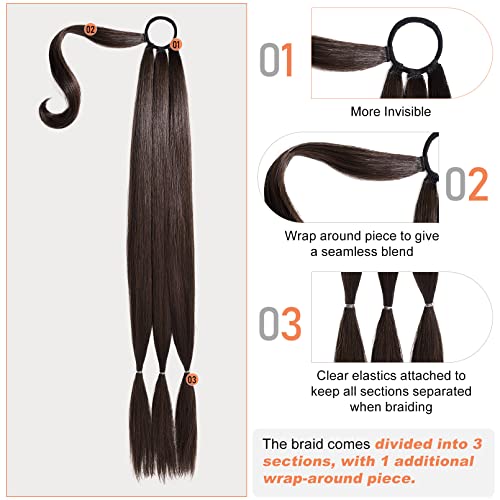 100% Human Hair Braided Ponytail Extension, Medium Length, Natural Look - Image 2