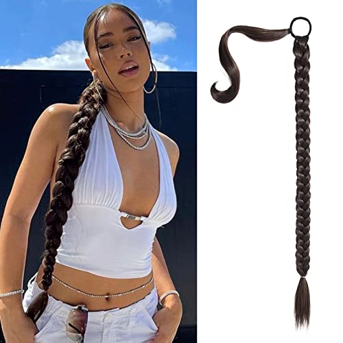 100% Human Hair Braided Ponytail Extension, Medium Length, Natural Look