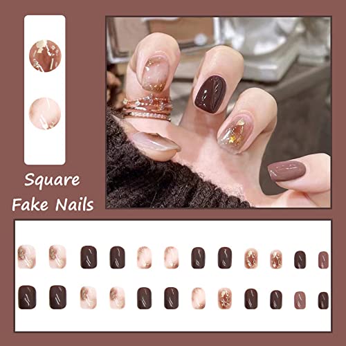 Brown Acrylic Nail Art Designs 24 Piece Set for Elegant and Trendy Nails - Image 5