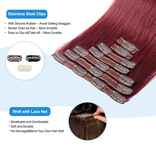Burgundy 100% Human Hair Extensions for Voluminous, Long-Lasting Styles 20 Inch - Image 4