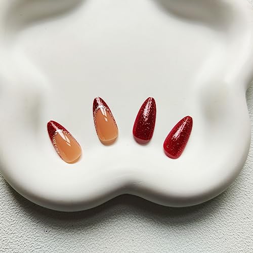 Burgundy & Gold Acrylic Nail Set - 24 Piece Elegant Nail Art Collection - Image 2