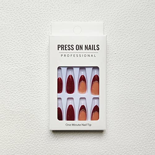 Burgundy & Gold Acrylic Nail Set - 24 Piece Elegant Nail Art Collection - Image 6
