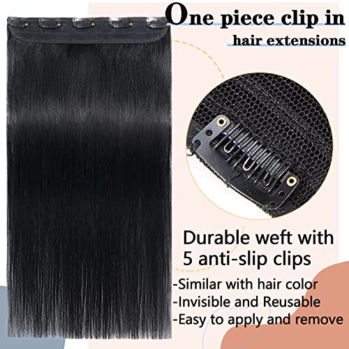 Clip-In 18 Inch One Piece Human Hair Extensions for Natural Length and Volume - Image 2