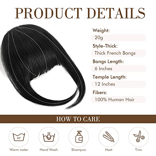 14 Inch 100% Remy Human Hair Clip-In Bangs for Effortless Style - Image 2