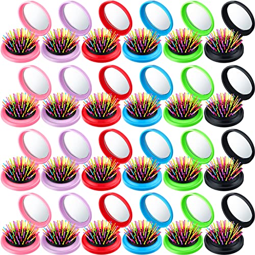 Portable Folding Hairbrush with Integrated Mirror for Travel and Everyday Styling