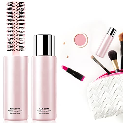 Compact round hair brush for travel.