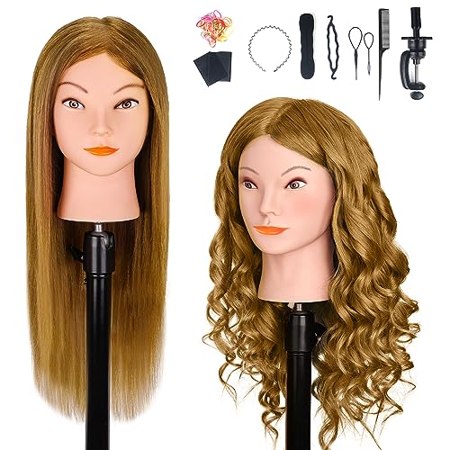 18 Inch 100% Human Hair Cosmetology Mannequin Head for Professional Styling Practice