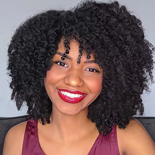 13 Inch Curly African American Human Hair Wig for Women Natural Look