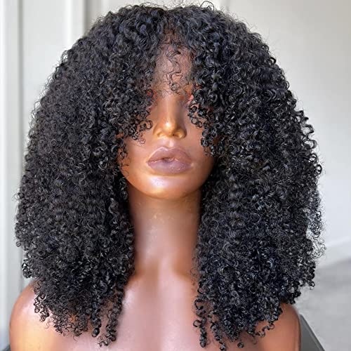 20-Inch Curly Afro Human Hair Wig for Women, Natural Soft Texture