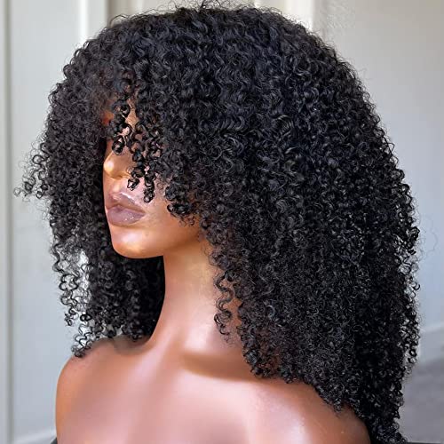 20-Inch Curly Afro Human Hair Wig for Women, Natural Soft Texture - Image 2