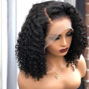 14-Inch Curly Bob Human Hair Wig for Women, Natural Look, Adjustable Cap