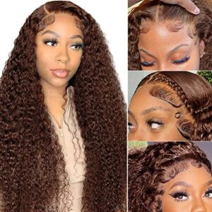 Dark Brown 22 Inch Long Human Hair Wig for Women Natural Look Adjustable Cap