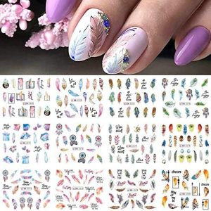 Beginner Feather Design Acrylic Nails Kit with Step-by-Step Tutorial