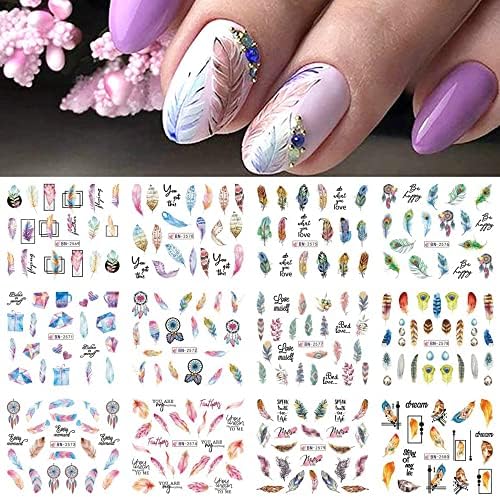 Beginner Feather Design Acrylic Nails Kit with Step-by-Step Tutorial