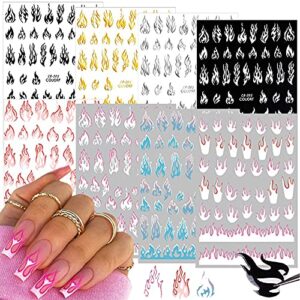 Flame Design Acrylic Nails Set 24 Pieces for Stylish Nail Art