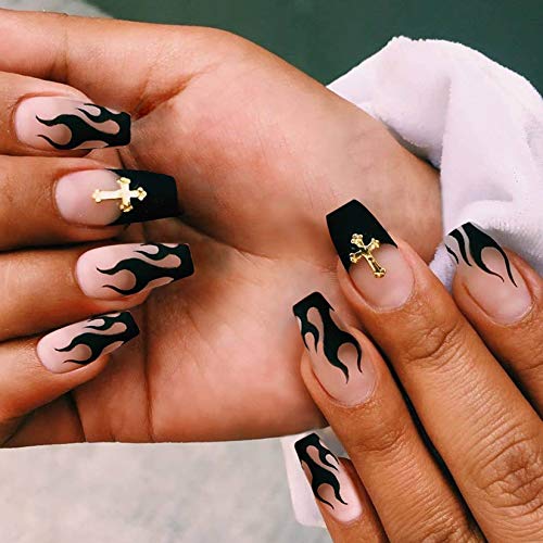 24 Piece Flame Inspired Acrylic Nail Art Design for Stunning Nail Makeovers