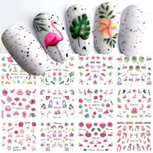 Flamingo Summer Nail Art Set - 24 Piece Acrylic Design Kit