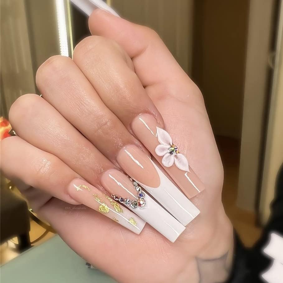 24 Piece Floral Design Acrylic Nails Set for Elegant Nail Art - Image 5