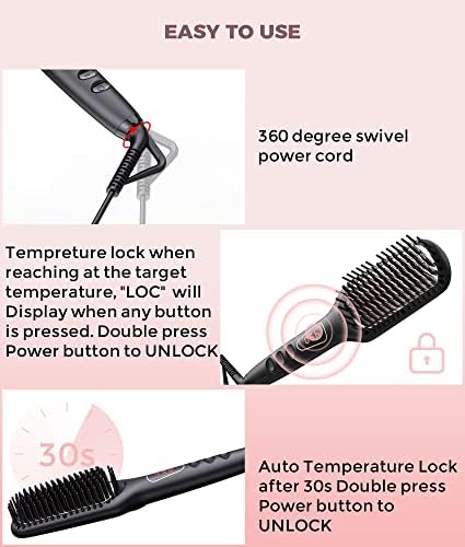 Flow Ceramic Electric Hair Straightener Brush Fast Heating Anti-Static 1 Inch - Image 4