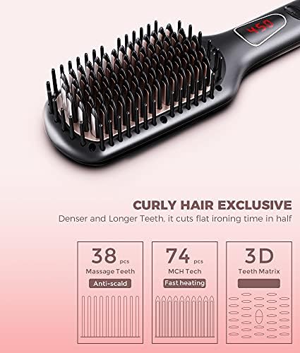 Flow Ceramic Electric Hair Straightener Brush Fast Heating Anti-Static 1 Inch - Image 2