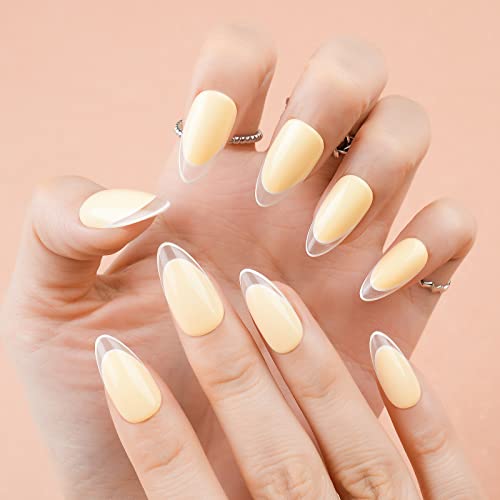 24 Count French Almond Acrylic Nail Tips - Durable & Stylish Nail Art - Image 3