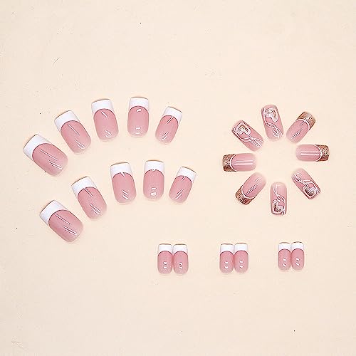 Elegant French Tip Acrylic Nail Art Kit, 24 Piece Set - Image 2