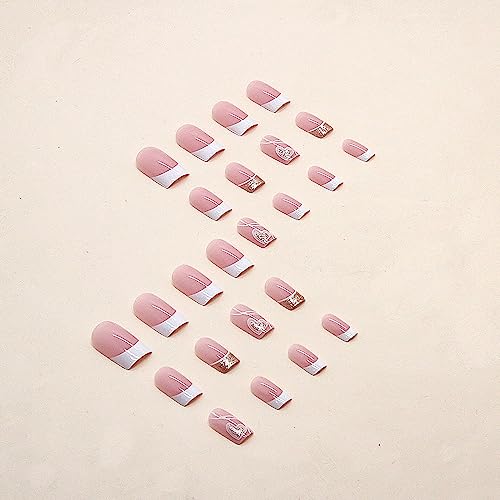 Elegant French Tip Acrylic Nail Art Kit, 24 Piece Set - Image 3