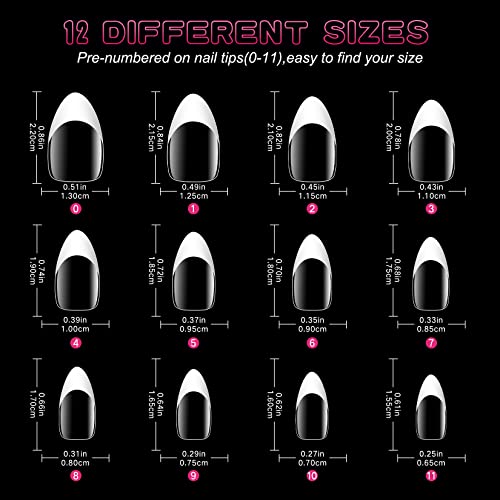 Long French Tip Almond Acrylic Nails - Elegant, Durable Design for Perfect Manicures - Image 4