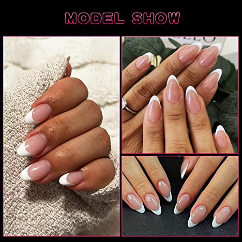 Long French Tip Almond Acrylic Nails - Elegant, Durable Design for Perfect Manicures - Image 6