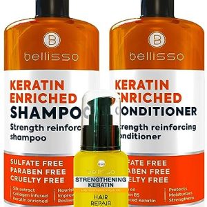 Frizz-Fighting Bio Keratin Shampoo for Smooth, Silky Hair - 12 oz Bottle