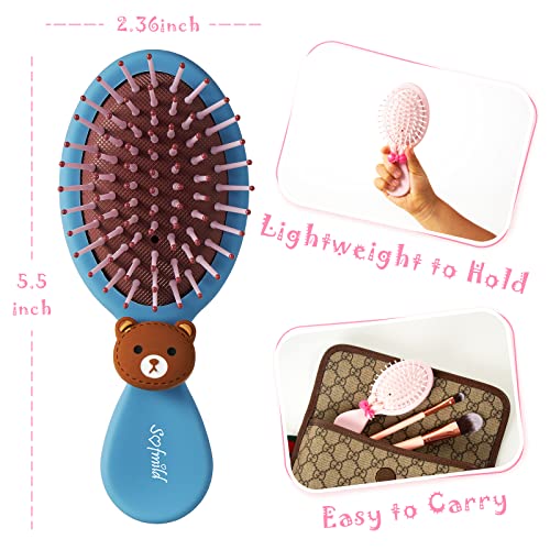 Frustrated child struggles with hair brush. - Image 3