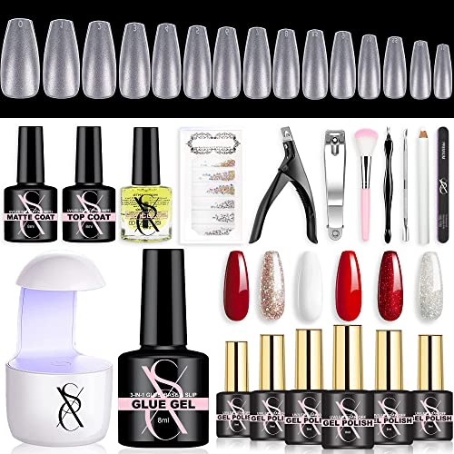 Artistic Gel Nail Kit with 6 Colors and UV Lamp for Home Use