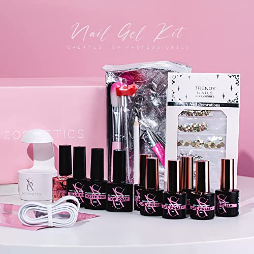 Artistic Gel Nail Kit with 6 Colors and UV Lamp for Home Use - Image 8