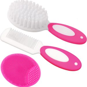 Gentle hair brushing method for babies.