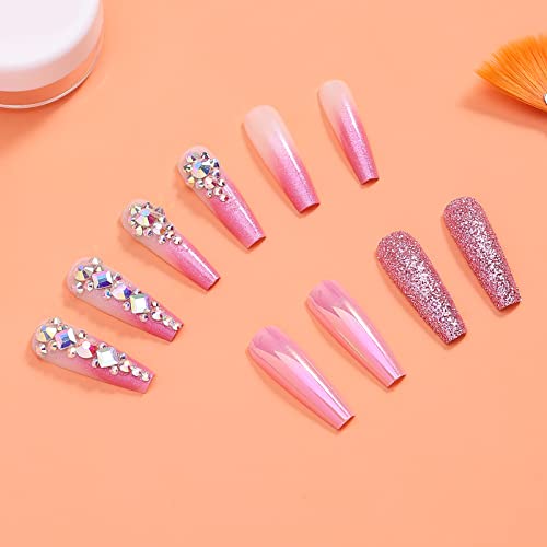 Shimmering Glitter Ombre Acrylic Nails Set for Elegant Nail Art Designs - Image 7